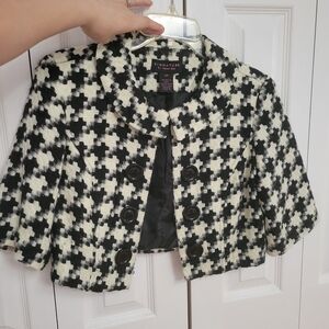 Signature by Robbie Bee Black and White Houndstooth Blazer